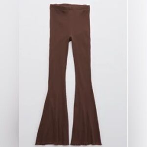 Aerie Kick-It Ribbed High Waisted Super Flare Pant